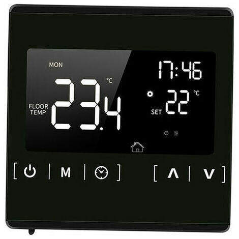 Thermostat Intelligent d'écran Tactile d'affichage à Cristaux Liquides pour le Système de Chauffage par le Sol électrique Programmable à la Maison AC 85-250V, Noir - Noir