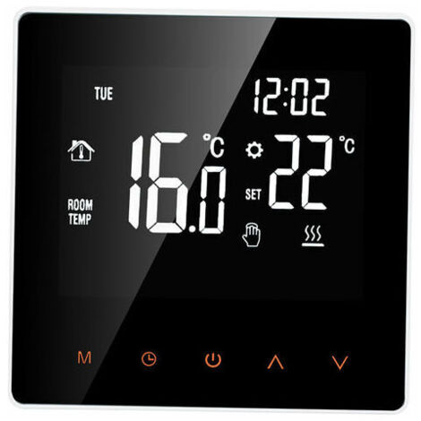Thermostat intelligent eau / gaz Chaudiere numerique Regulateur de temperature ecran LCD tactile programmable Semaine Antigel Fonction de chauffe-eau Thermostat, Blanc, pas de WiFi
