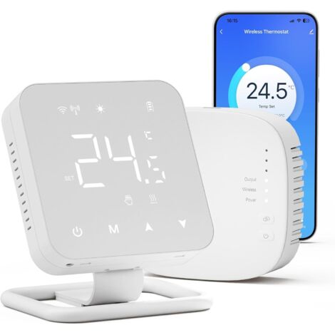 Thermostat Intelligent pour chaudière à gaz et Chauffage au Sol par Eau, Thermostat sans Fil Tuya à écran Tactile pour Chauffage Central, Compatible avec Alexa et Google Assistant, fonctionnant