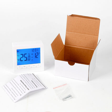 Thermostat intelligent pour chaudière, contrôleur de batterie filaire avec écran LCD numérique, boutons tactiles rétroéclairés, installation murale, programmable.