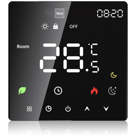 Thermostat intelligent pour la maison Écran tactile Contrôle de température programmable Protection IP20 Mode automatique/manuel Thermostat numérique pour chauffage par le sol électrique 16A
