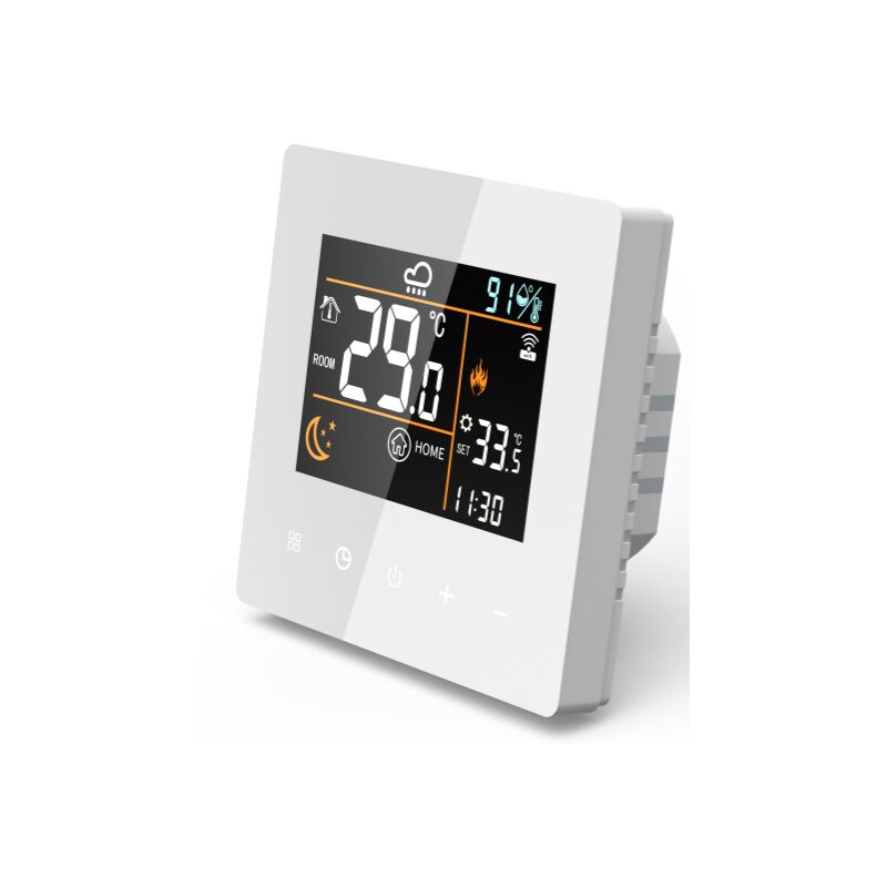 Thermostat intelligent pour radiateur électrique 25A, pour radiateur électrique, programmable, commande tactile, contrôleur numérique, blanc (avec