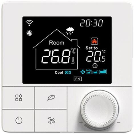 Thermostat intelligent programmable pour système à 4 tubes avec commande Wi-Fi/Modbus 485, application et commande vocale, écran LCD 2,8 pouces.