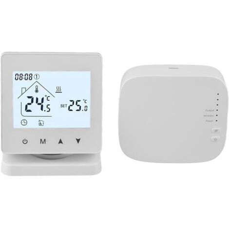 Thermostat intelligent sans fil pour systèmes de chaudière à eau, connectivité WiFi pour télécommande, prend en charge la batterie ou l'alimentation USB avec récepteur (sans Wi-Fi)
