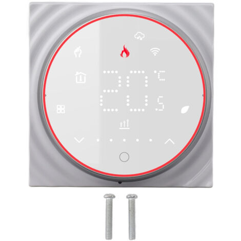 Thermostat Intelligent Sans Fil Wifi, Contrôle Vocal par App, Programmable pour Chauffage Eau, AC95-240V, Support Carré Blanc
