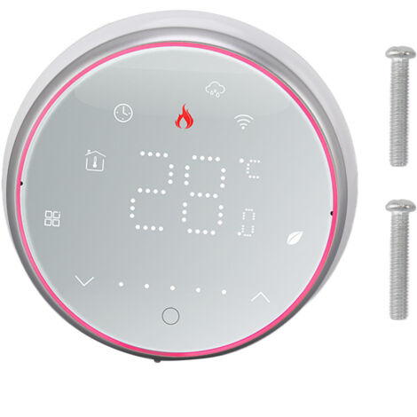 Thermostat Intelligent Sans Fil WiFi, Contrôle Vocal par Application, Affichage LED, Économie d'Énergie 95240V, Blanc pour Chauffage Chaudière