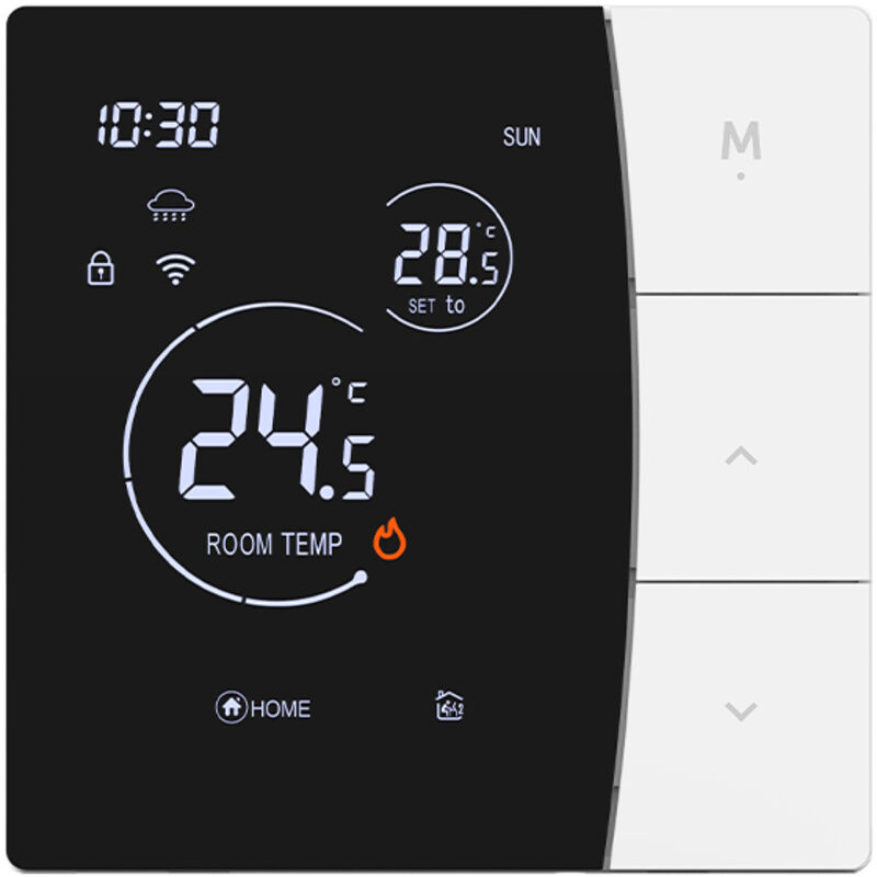 Thermostat Intelligent sans WiFi - Programmable pour Chaudière Gaz/Chauffe-eau/Pompe (Système Eau), Contrôle par Touches, Verrouillage Enfant, Écran