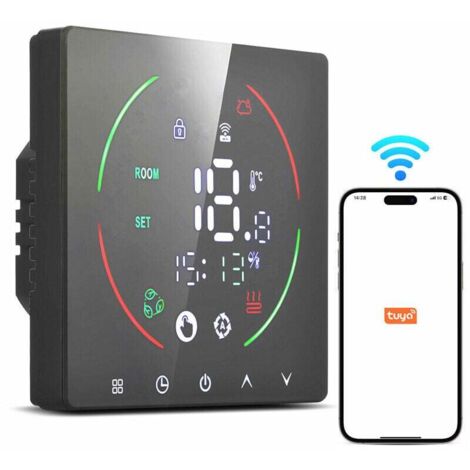 Thermostat intelligent, thermostat de chauffage au sol 16 A, télécommande AC90-240 V, réglages de minuterie, écran LED IP20, programmable pour le bureau