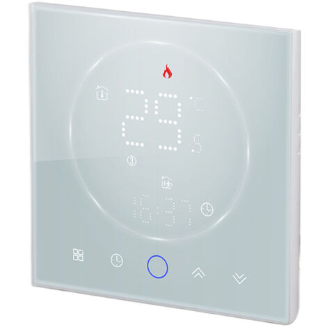 Thermostat Intelligent Thermostat de Chauffage Thermostat Programmable sans fil encastré de 13 mm AC95‑240V BLANC