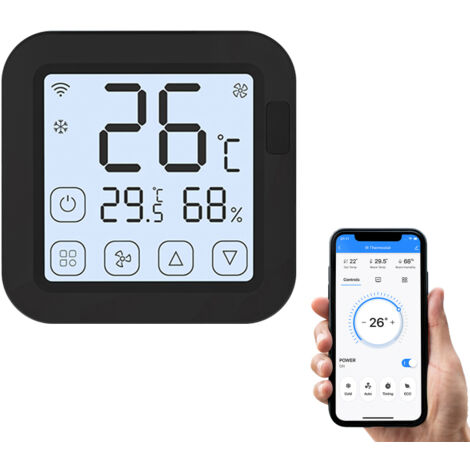 Thermostat intelligent Tuya avec Wi-Fi infrarouge, écran LCD, contrôle via application, capteur de température et d'humidité, compatible avec Google Home pour climatiseurs portables mini-split.