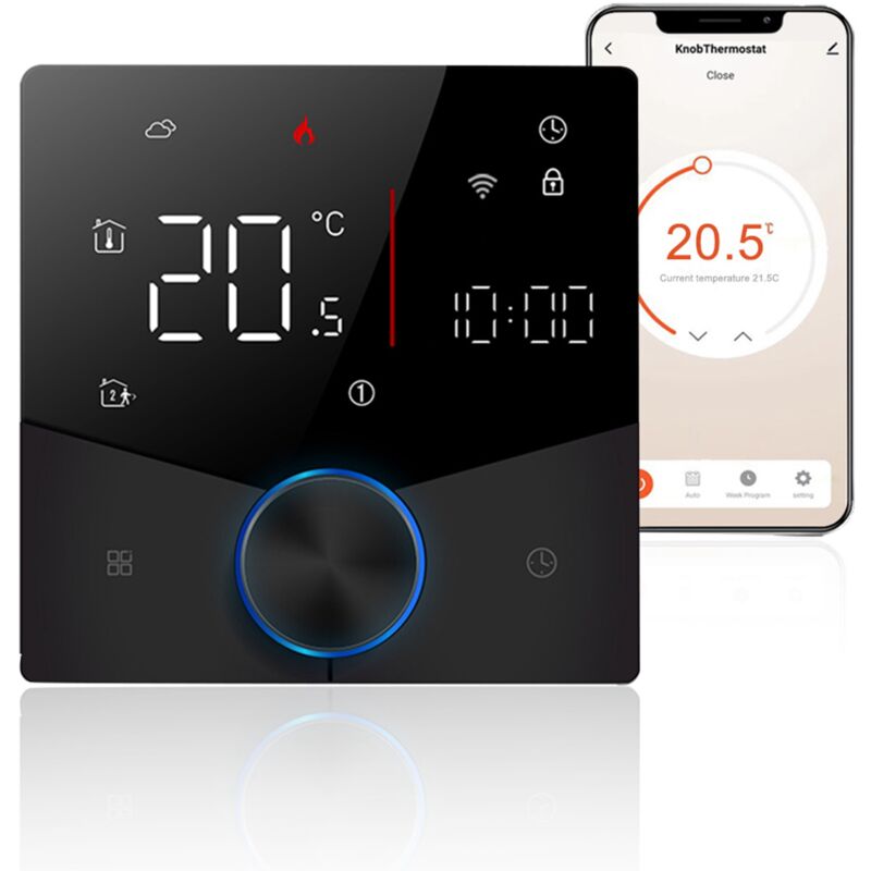 Zoternen - Thermostat intelligent Tuya WiFi, thermostat numérique programmable hebdomadaire à commande vocale avec couleurs variables pour le
