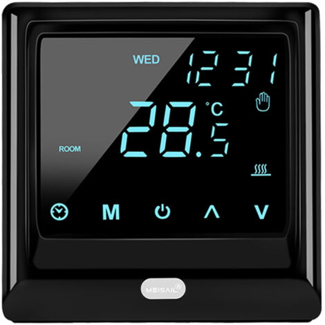 Thermostat intelligent Wi-Fi 16A Contrôleur de température numérique APP Télécommande Circulation hebdomadaire Chauffage au sol électrique programmable avec grand écran tactile LED pour maison école
