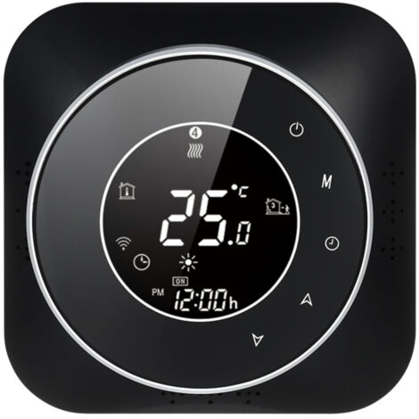 Thermostat intelligent Wi-Fi 95-240 V, 5+1+1 périodes programmables, commande vocale via application, écran LCD rétroéclairé, compatible avec Echo, Google Home et Tmall Genie.