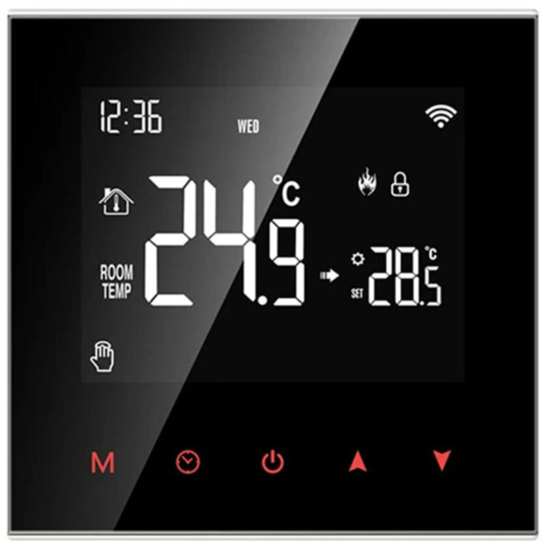 Thermostat intelligent Wi-Fi pour chaudières à eau/gaz, thermostat numérique pour contrôle par téléphone portable, écran LCD tactile, thermostat de