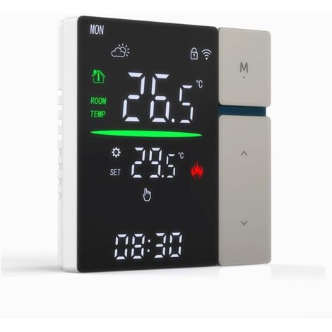 Thermostat intelligent  WiFi 316A conçu pour le chauffage électrique au sol, la chaudière à gaz et les systèmes d'eau avec télécommande smartphone et compatibilité vocale (gris 16A-WIFI)