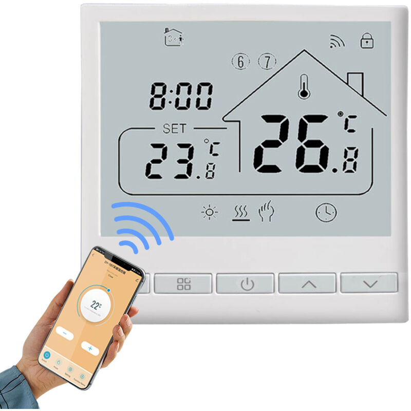Lifcausal - Thermostat intelligent WiFi 5 + 2 programmable 3A pour chauffage de l'eau Thermostat à commande vocale Tuya Installation à faire soi-même