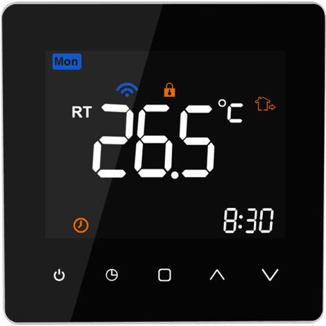 Thermostat intelligent WiFi 5A chauffage de l'eau LCD écran tactile Cycle de programmation hebdomadaire APP contrôle commande vocale 8686mm noir TP538WHPW-B