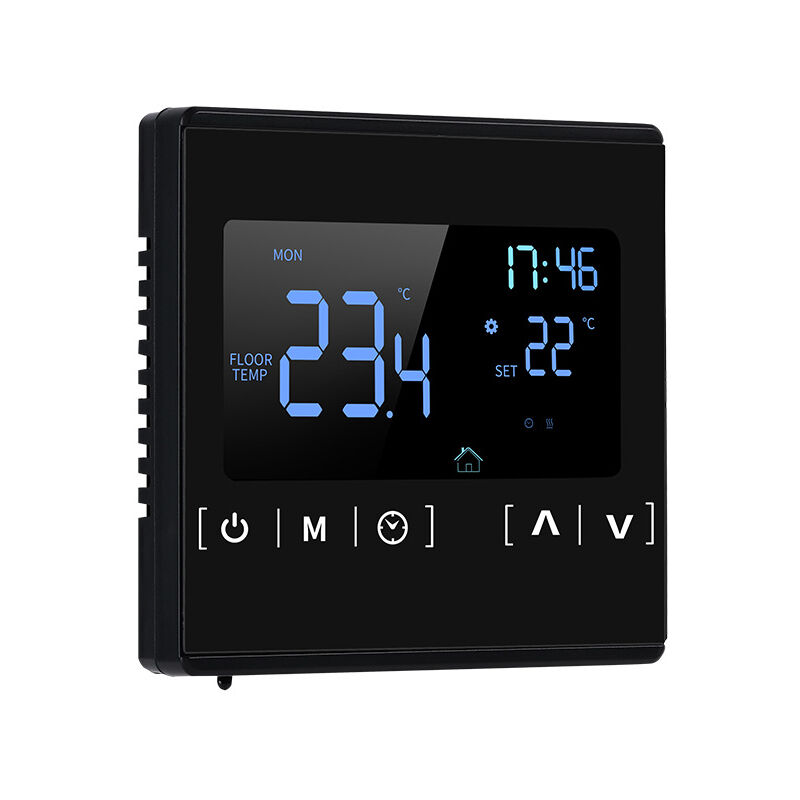 Thermostat intelligent WiFi, chauffage électrique 1822D noir température de chauffage électrique télécommande lcd thermostat de chauffage à écran