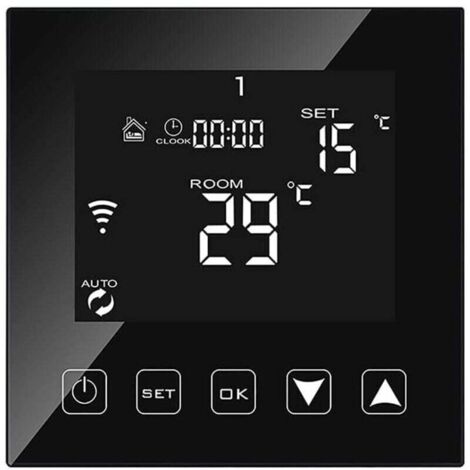 Thermostat Intelligent WiFi Connecté Chaudière Gaz Eau Programmable Alexa Google Home Tuya Smart Life Compatible Murale Noir