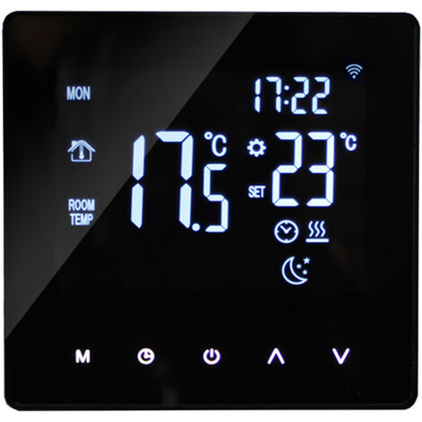 Thermostat intelligent WiFi Contrôleur de température pour chauffage électrique Écran LCD Écran tactile Semaine Programmable App Control Thermostats de chauffage au sol pour la maison, le bureau, l'éc - Noir - Chauffage électrique WIFI