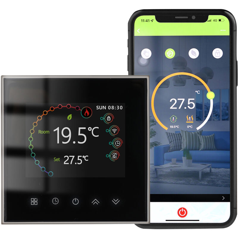 Lifcausal - Thermostat intelligent WiFi Contrôleur de température Programmable hebdomadaire Contrôle tactile / Application mobile / Commande vocale