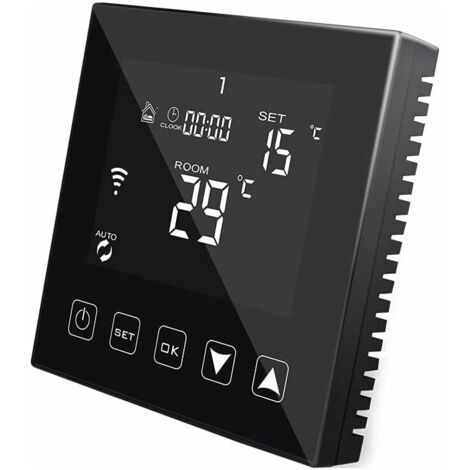 Thermostat Intelligent WiFi Noir pour Chauffage de l'eau par Le Sol 3A Compatible avec Alexa Echo/Google Assistant/Tuya, Thermostat d'ambiance Connecté programmable Eau Chaude Filaire