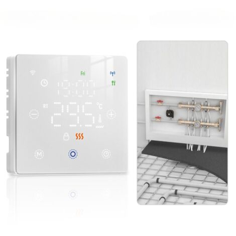 Thermostat intelligent WiFi pour maison, thermostat à économie d'énergie pour chaudière et chauffage au sol, thermostat basse consommation, alimenté par piles (piles non incluses)