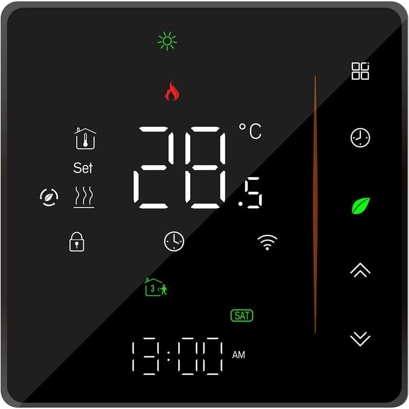 Thermostat intelligent WiFi - Thermostat d'ambiance - Programmable - Prise en charge de l'application - Commande vocale compatible avec Alexa /