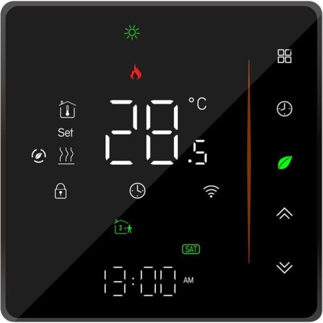 Thermostat intelligent WiFi - Thermostat d'ambiance - Programmable - Prise en charge de l'application - Commande vocale compatible avec Alexa / Google Home - Pour eau / chauffe-eau 5 A