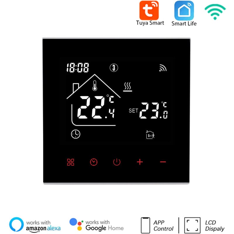 Ranipobo - Thermostat intelligent WiFi Tuya, chauffage electrique au sol, chaudiere a eau/gaz, telecommande de temperature pour Google Home, Alexa