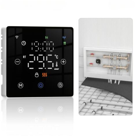 Thermostat intelligent Zigbee pour maison connectée, thermostat à économie d'énergie pour chaudière et chauffage au sol, thermostat basse consommation, alimenté par piles (piles non incluses)