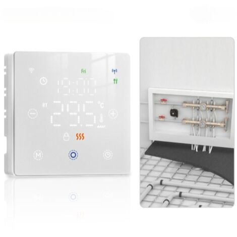 Thermostat intelligent Zigbee pour maison connectée, thermostat à économie d'énergie pour chaudière et chauffage au sol, thermostat basse consommation, alimenté par piles (piles non incluses)