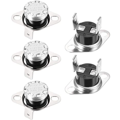 Thermostat KSD301 - 5 Pièces - 60°C Normalement Fermé - 250V 10A - Broche 6,3mm - Pour Électroménager