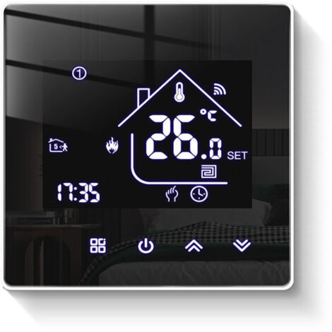 Thermostat Miroir Thermostat de Chauffage Thermostat d'ambiance programmable Thermostat Mural numérique pour Chauffage par Le Sol électrique 16A TGR85EP