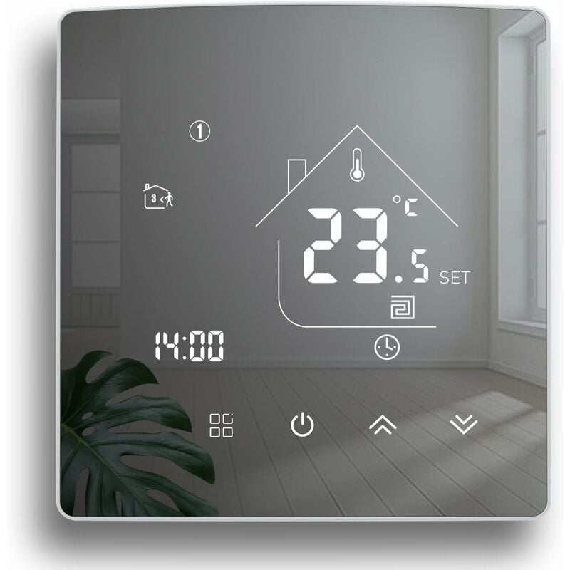 Thermostat Miroir Thermostat de Chauffage Thermostat d'ambiance programmable Thermostat Mural numérique pour Le Chauffage de l'eau Chauffage par Le