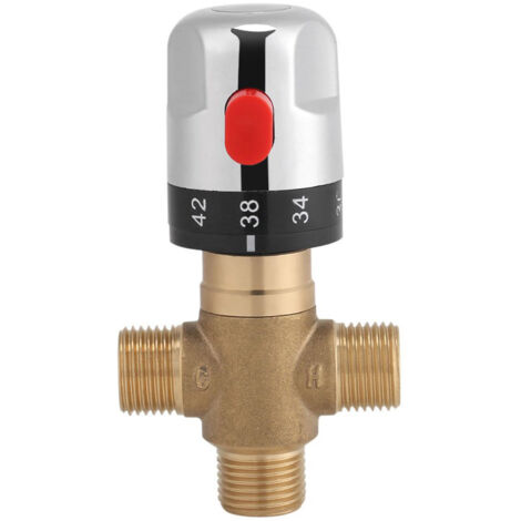 Thermostat-Mischbatterie aus massivem Messing, G1/2-Gewinde, für Duschsysteme, Wassertemperaturregelung, Waschtischthermostat, Verbrühungsschutz