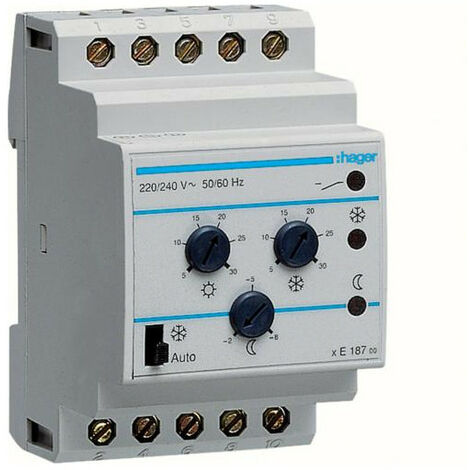 Thermostat modulaire 3 consignes chauffage eau chaude 230V HAGER EK187