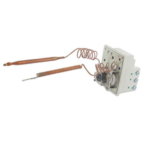 thermostat mono-bulbe tripolaire à régulation 40/65°c et sécurité 90°c. l de canne: 450mm. avec pattes de fixation.