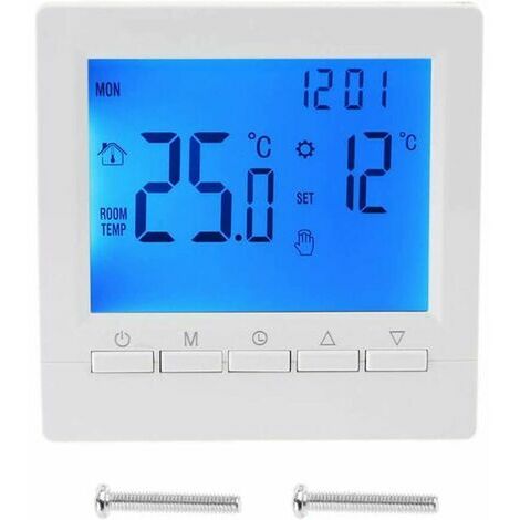 Thermostat mural intelligent avec écran LCD pour plancher chauffant - rétroéclairage bleu