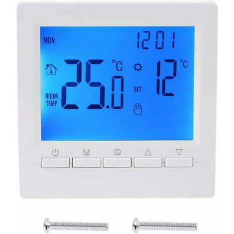 Thermostat mural intelligent avec écran LCD pour plancher chauffant - rétroéclairage bleu