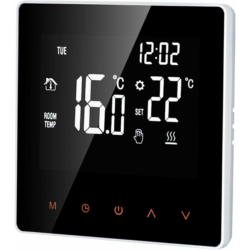 Thermostat numérique 16 a - Écran lcd - Écran tactile - Programmable - Pour maison, école, bureau, hôtel, blanc
