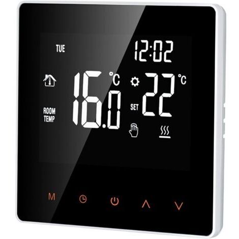 Thermostat numérique 16 A - Écran LCD - Écran tactile - Programmable - Pour maison, école, bureau, hôtel, blancdengyank