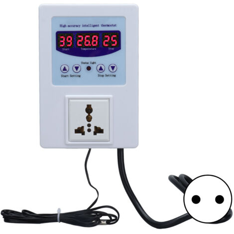 Thermostat Numérique avec Affichage Digital et Capteur - Prise EU 110-240V Blanc