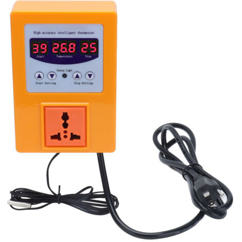 Thermostat Numérique avec Affichage Digital et Capteur - Régulateur de Température AC110‑240V Prise US Orange