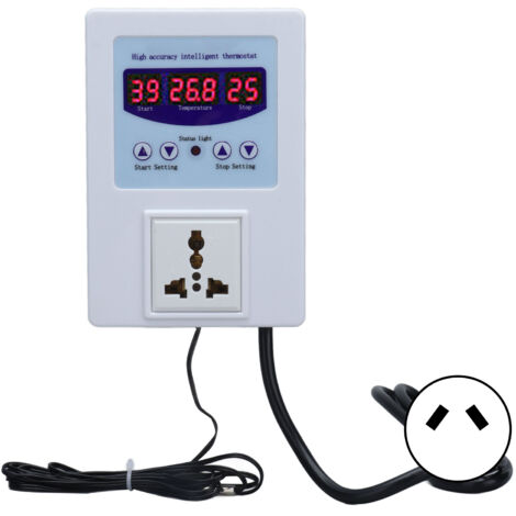 Thermostat Numérique avec Affichage Digital et Capteur - Régulateur de Température Prise AU 110‑240V Blanc
