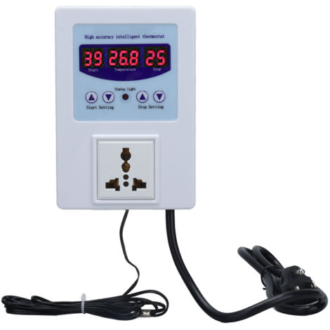 Thermostat Numérique avec Affichage Digital et Sonde - Régulateur de Température AC110‑240V Prise US Blanc