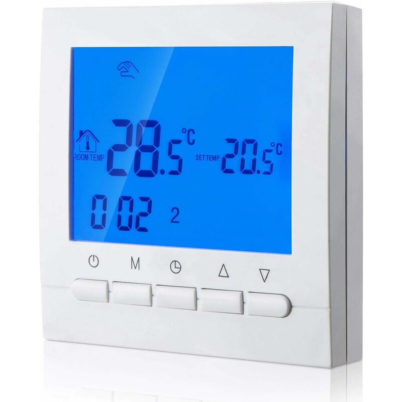 Thermostat numérique chauffage connexion 2 fils avec programmation 6 jours ouvrables et 2 périodes week-ends Réglable Intérieur Thermostat d'ambiance