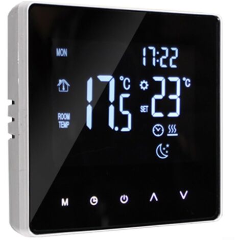 Thermostat numérique intelligent, sans fil WiFi programmable, capteur de chambre à domicile, contrôle par application, panneau de contrôle de la température LCD, voix blanche