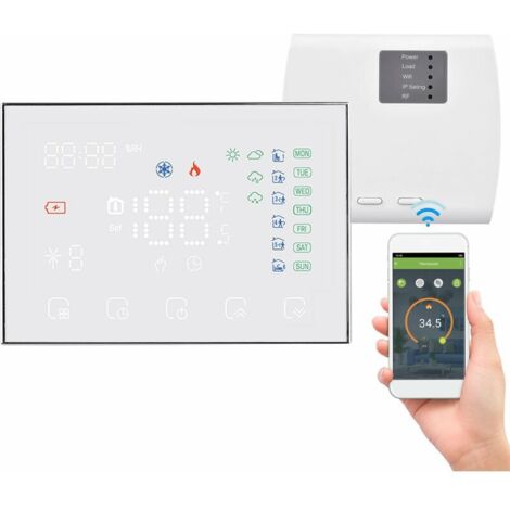 Thermostat numérique intelligent WiFi programmable Contrôleur de température ambiante avec écran tactile LED Remplacement de la connexion WiFi pour Google Home Alexa Home Market Usine École Bureau Hôt