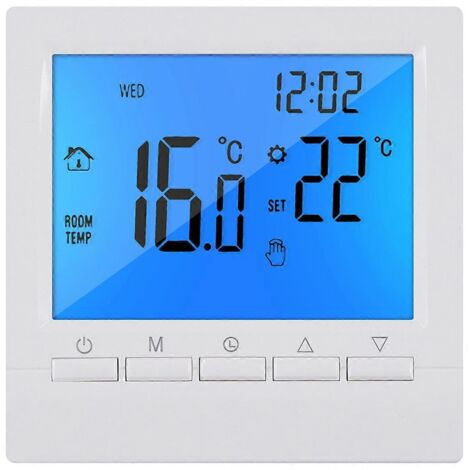 Thermostat numérique programmable 3A pour chauffage domestique, rétroéclairage bleu --